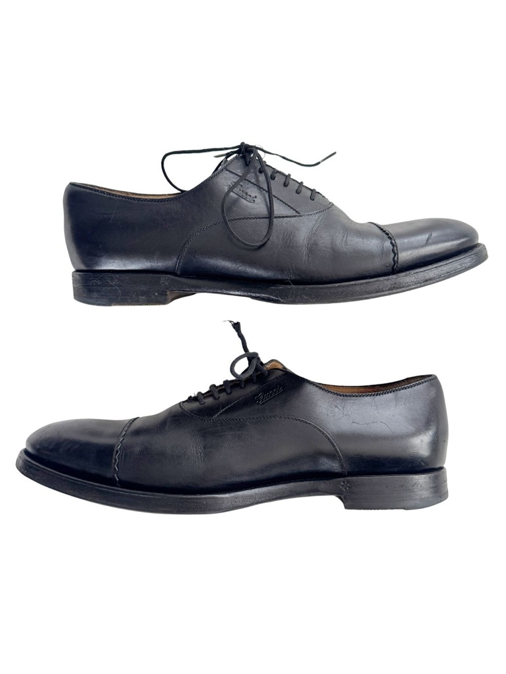 Men's GUCCI Black Leather Classic Oxford Dress Shoes Sz 6.5